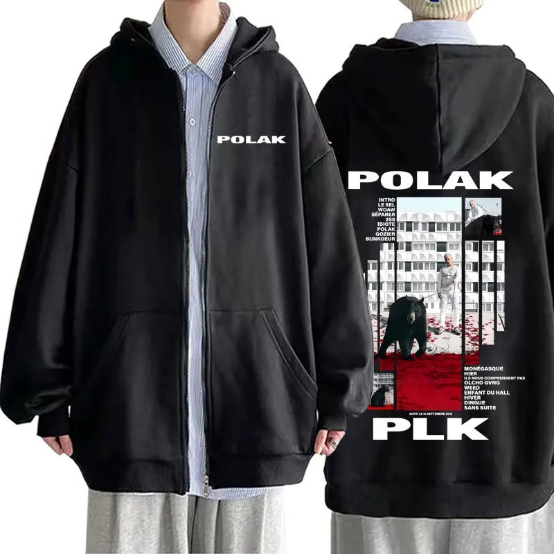 Mens Fashion Zip Up Hoodies - Sweat à capuche zippé imprimé Rapper