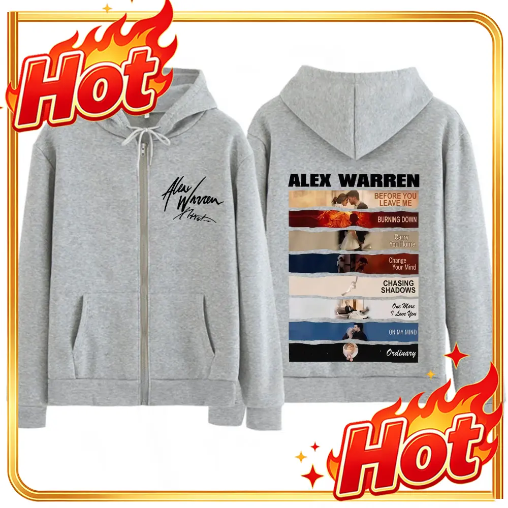Mens Fashion Zip Up Hoodies - Sweat à capuche zippé imprimé Tour