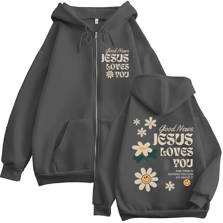 Bonne nouvelle, Jésus t'aime – - Mens Fashion Zip Up Hoodies avis et prix