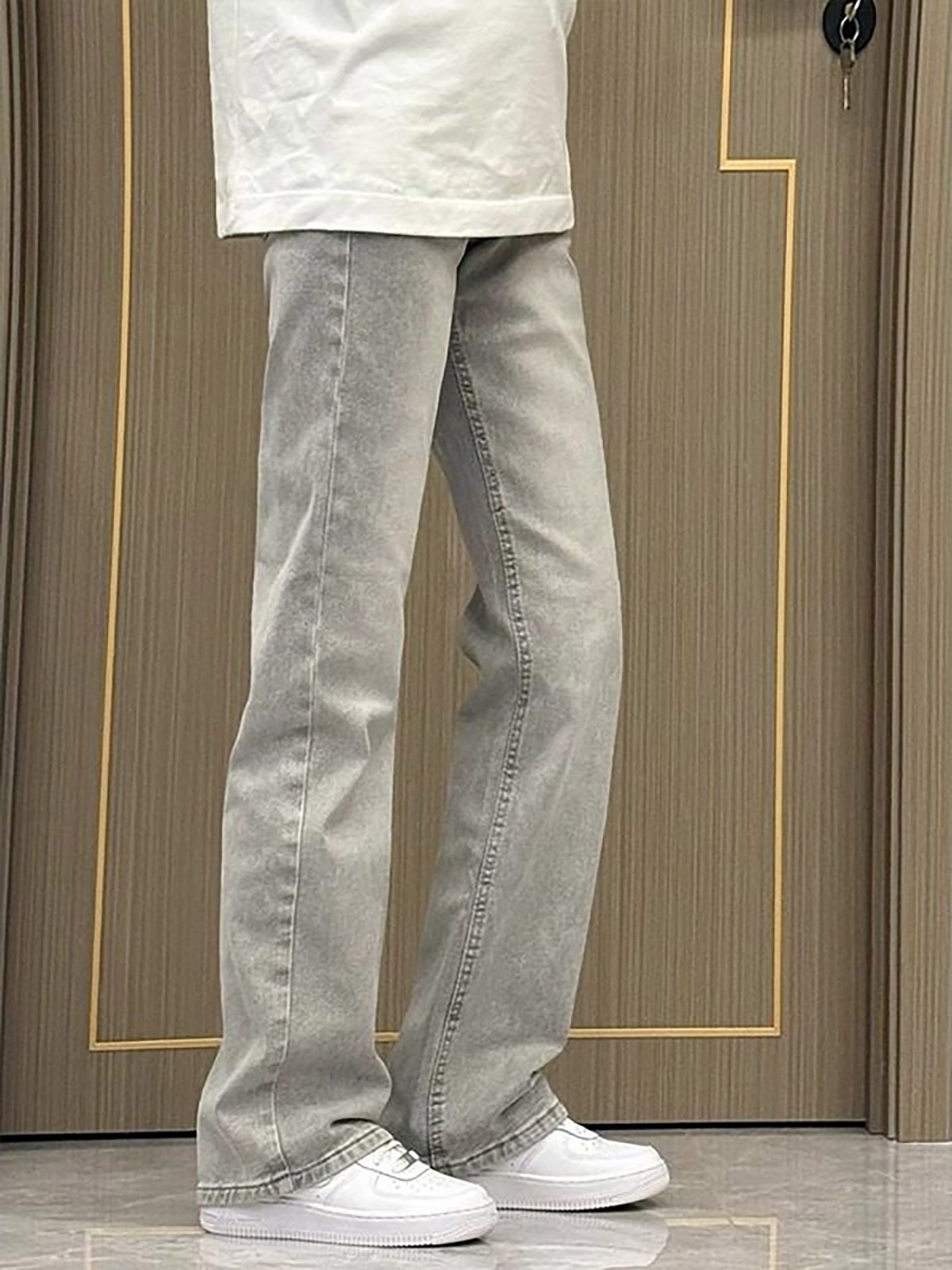 Jeans coupe droite slim gris f - Men'S Fashion Grey Jeans avis et prix