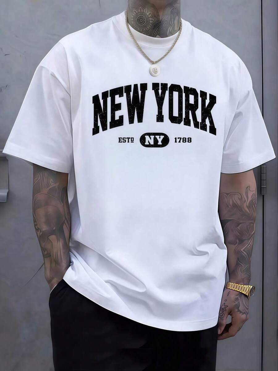 1pc T-shirt blanc pour homme a - Men'S Fashion New York avis et prix